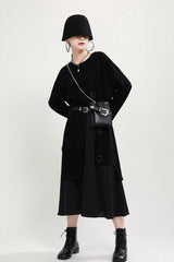 Women Round Neck Stitching Long Sleeve Dress