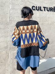 Urban Loose Splicing Denim Sweatshirt