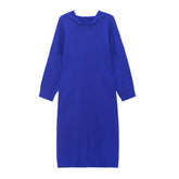 Retro Solid Color Knitted Midi Dress