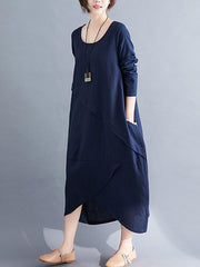 Casual Split-joint Cropped Long Sleeve Dress