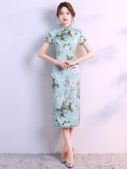 Fresh Flower Printed Cheongsam Dress