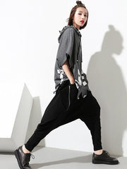 Zipper Simple Loose Solid Harem Pants