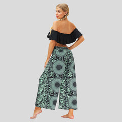 Ethnic Style Digital Print Wide Leg Fitness Yoga Pants
