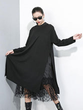 Splicing Split-Side False Two Gauze Midi Dress