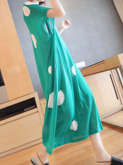 Loose Comfortable Short-Sleeved Polka-Dot Cropped Dress