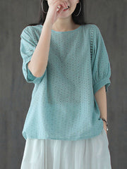 Artistic Retro Hollow Solid T-Shirts Tops