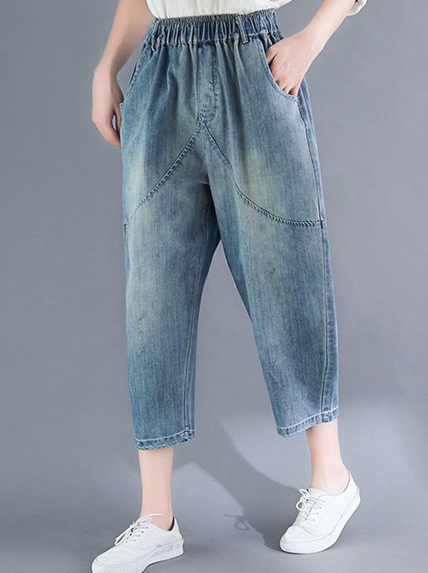 Fashion With Pocket Denim Capri-Pants