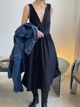 V-Collar High Waist Loose Thin Sleeveless Dress