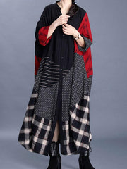 Loose Contrast Color Cropped Splicing V-Neck Outwear