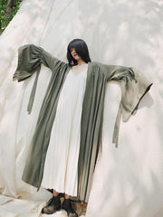 Vintage Loose Sleeveless Pleated V-Neck Dress