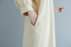 Simple Solid Color Small Fresh Shirt Midi Dress