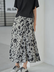 Printed High Waist Slim Drawstring Skirts