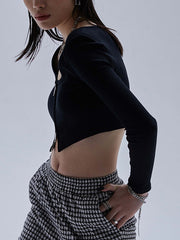 Women Double Zipper Cropped Long Sleeve Jacket