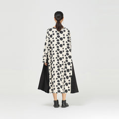 Polka-Dot Split-Joint Long Sleeves Midi Dress