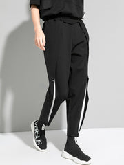 Black And White Color Matching Elastic Loose Harem Pants