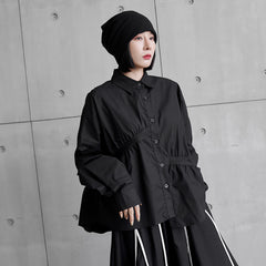 Loose Irregular Solid Color Long Sleeve Shirt