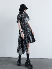 Original Irregularity Split-Joint Printed Dress