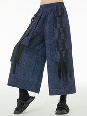 Wide Leg Roomy Elasticity Streamer Casual Pants Bottoms Ninth Pants