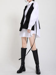 Women Contrast Color Loose Dress