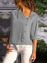 Loose Irregular Diagonal Collar Button Long Sleeve Shirt