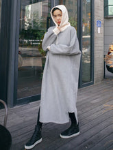 Casual Loose Hooded Patchwork Hoodie Dress