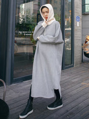 Casual Loose Hooded Patchwork Hoodie Dress