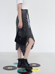 Irregular Letter Printed Simple Skirt