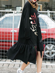 Women Stitching Printed Loose Casual Dress