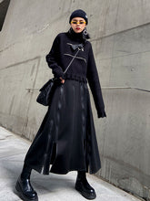 Women High Waist Stitching Irregular Zipper Skirt