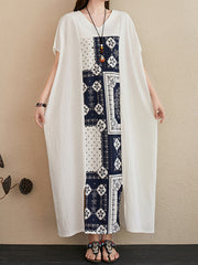 Batwing Sleeves V-Neck Maxi Dress