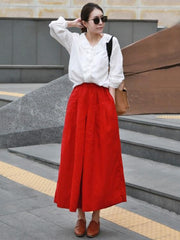 Super Loose Comfortable Linen Cotton Red Pants
