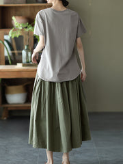 Retro Casual Loose Thin Solid Color Skirt