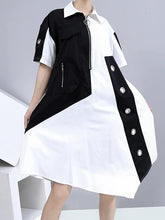 Fashion Split-Joint Irregularity Lapel Shirt Dress