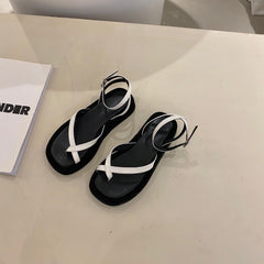 Retro Simple Solid Thick Sole Sandals