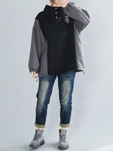 Women Thick Hooded Color Matching Casual Sweatshirt