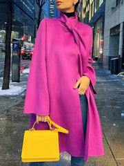 Long Sleeves Loose Solid Color Outerwear Woolen Coat