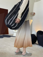 High Waisted Pleated Gradient Skirt