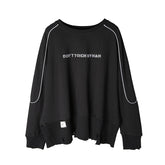 Letter Printed Irregular Long-Sleeved Blouse