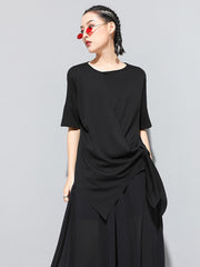 Original Irregularity Split-Joint Solid T-Shirts Tops