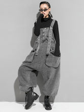 Washed Denim Overalls Suspenders Loose Denim Pants