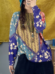 Loose Plus Size Printed Ethnic Knit Sweater