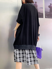 Loose Thin Retro Lapel Fake Two Piece Dress