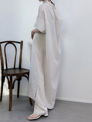 Solid Color Bat Sleeve Casual Loose Dress