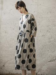 Loose Polka-dot Hemline Midi Dress