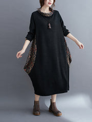 Stitching Mid-Length High-Neck Bottoming Dress