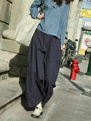 Loose Purple Split-joint Harem Pants