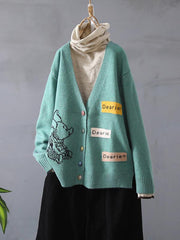 Loose Embroidered V-Neck Cardigan Outwear