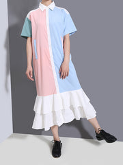 Summer Contrast Color Simple Maxi Dress