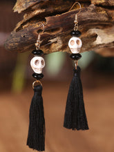 Exaggerated Handmade Skull Pumpkin Tassel Earrings