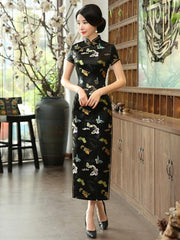 5 Colors Butterflies Print Long Cheongsam